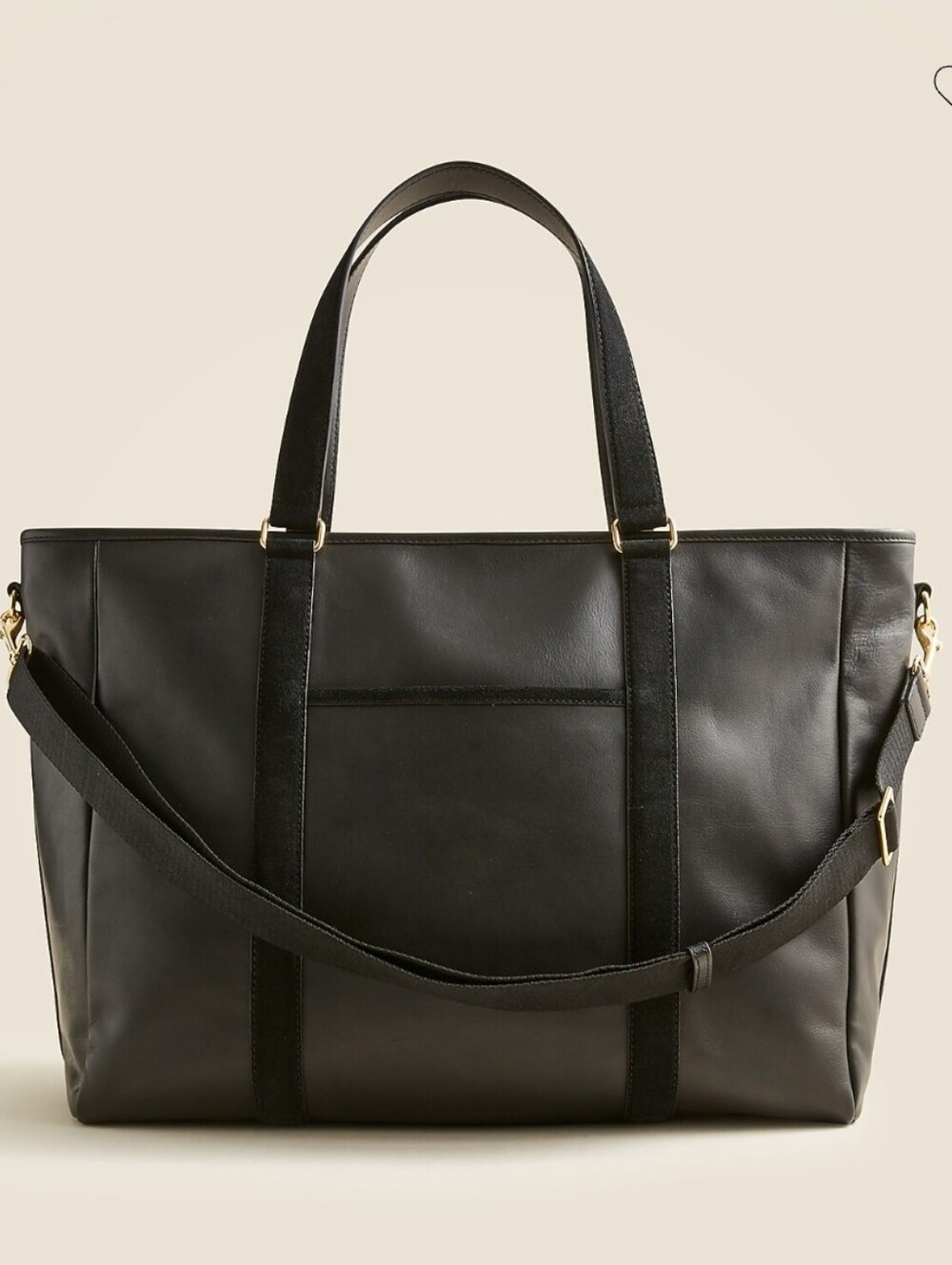 J. Crew Berkley Overnight Tote in leather - black